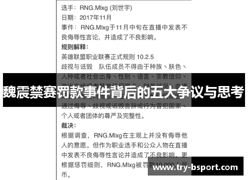 魏震禁赛罚款事件背后的五大争议与思考